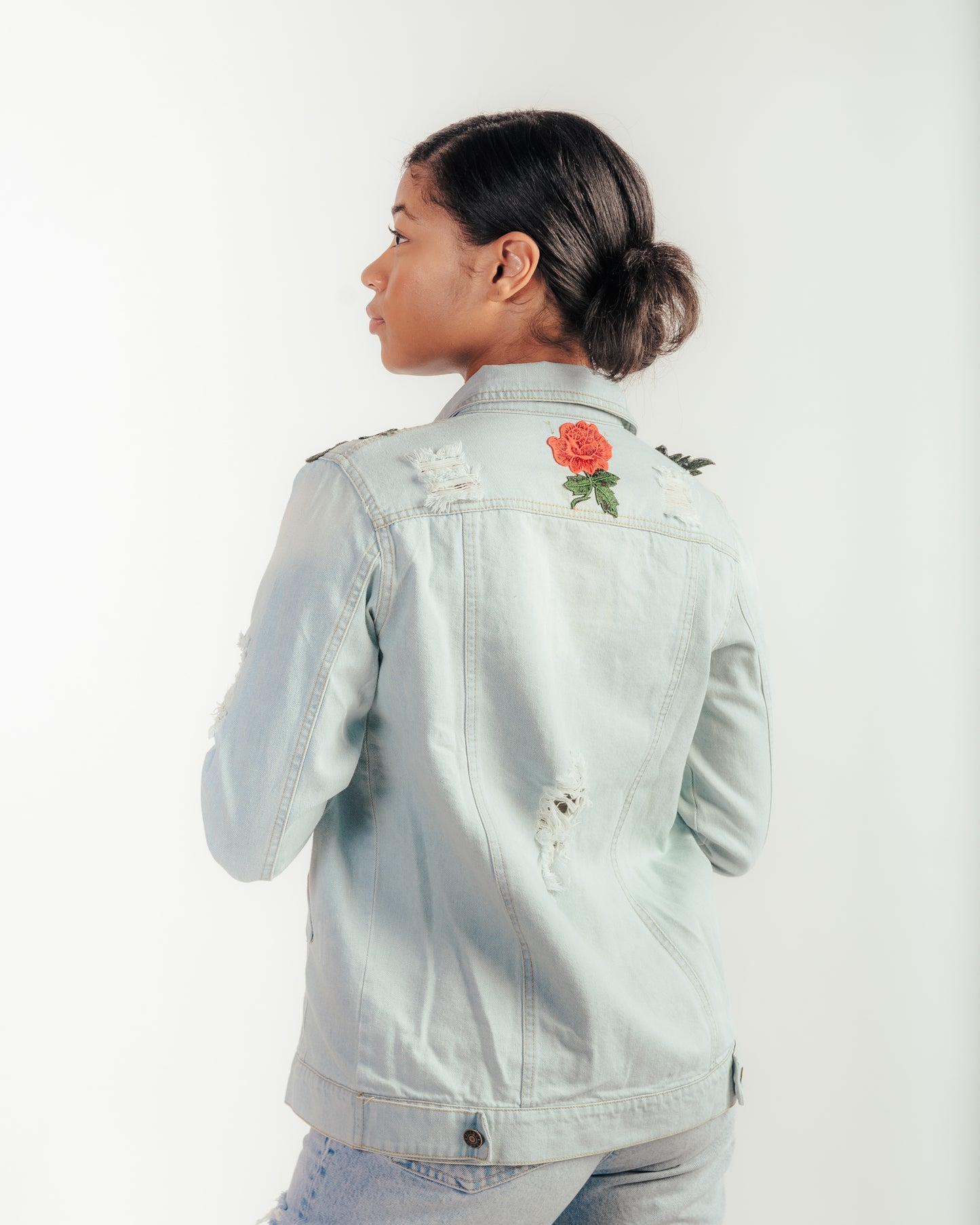 Rose Effect Jean Jacket - Women's