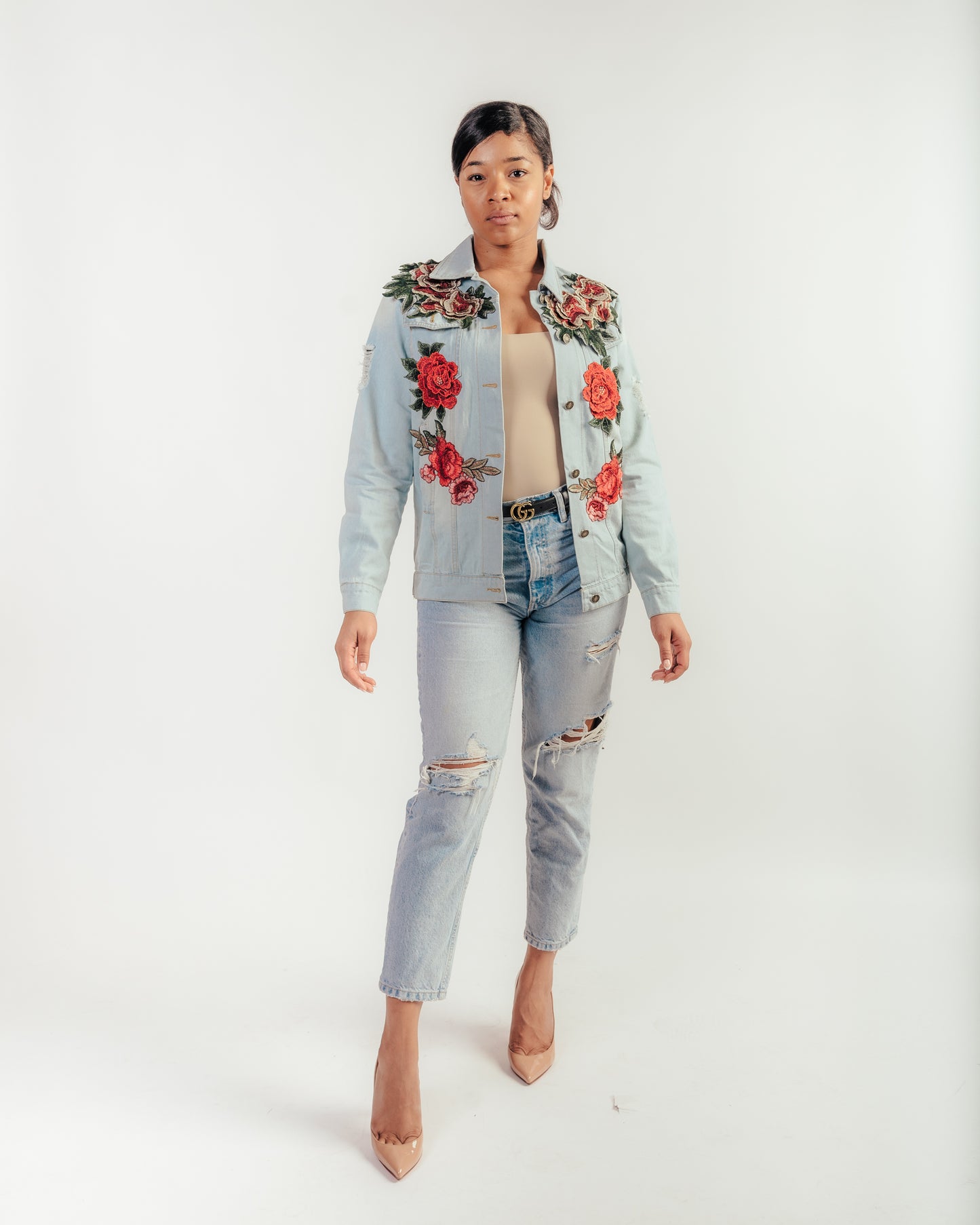 Rose Effect Jean Jacket - Women's