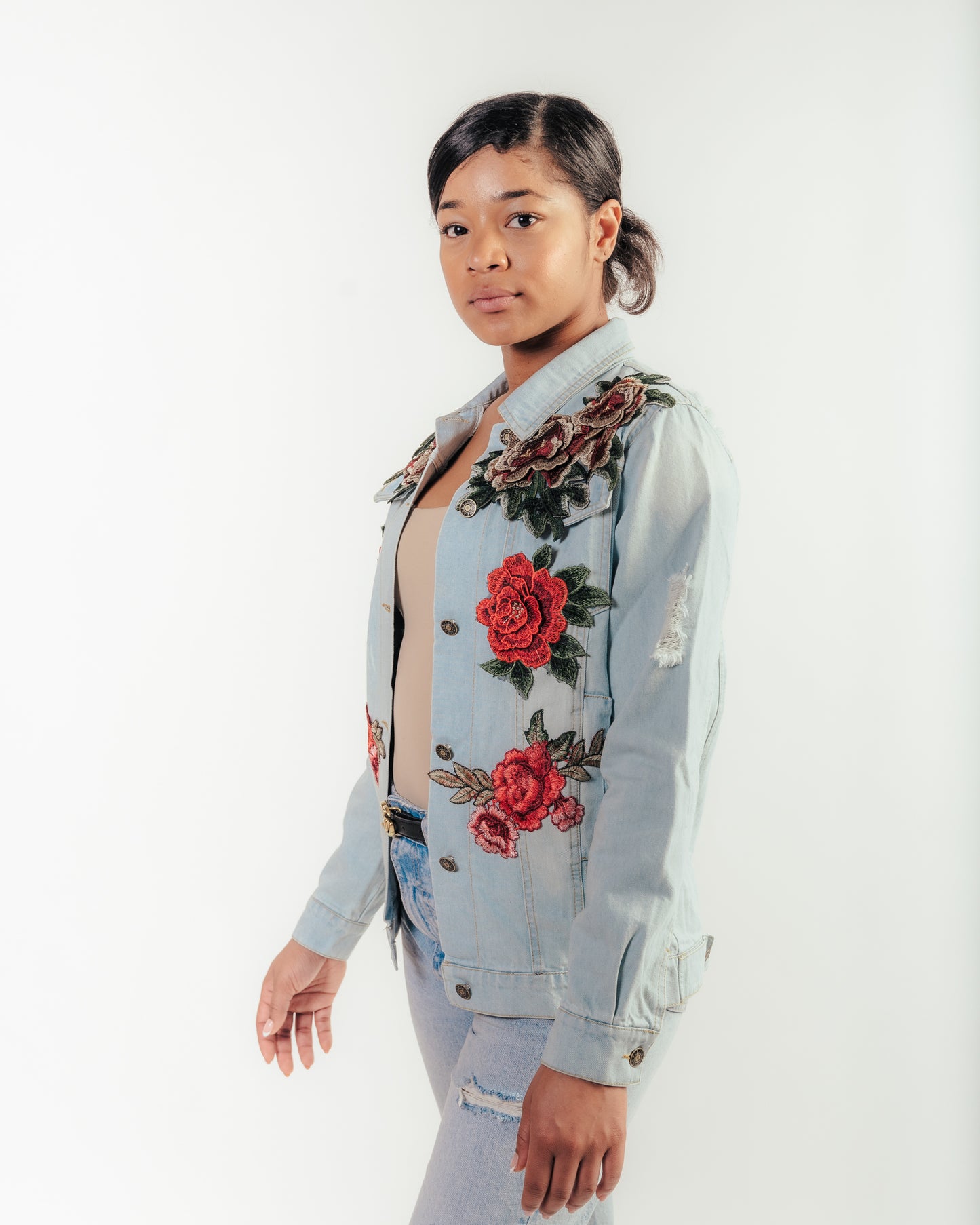 Rose Effect Jean Jacket - Women's