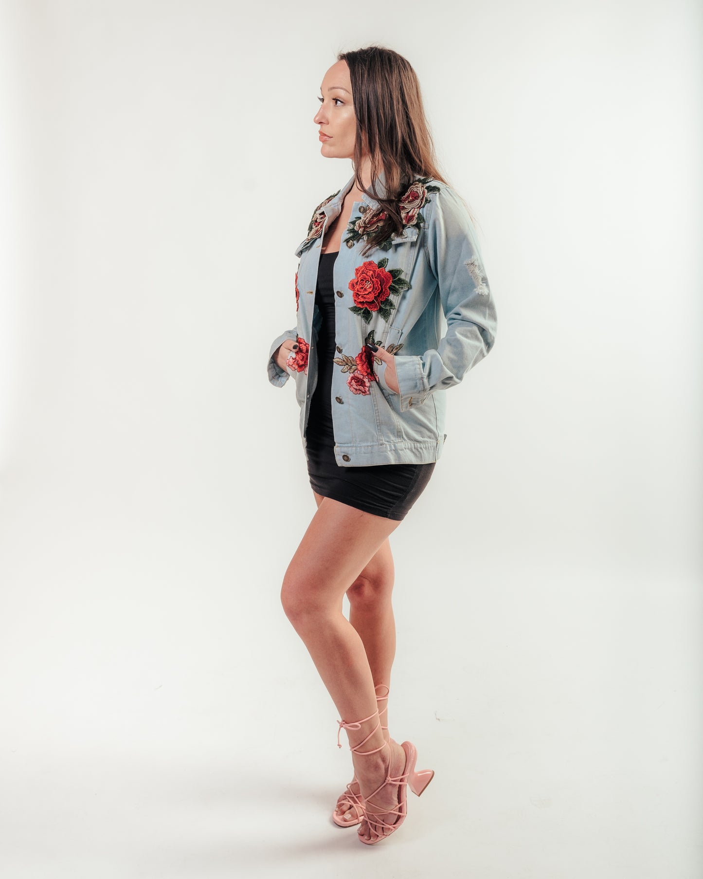 Rose Effect Jean Jacket - Women's