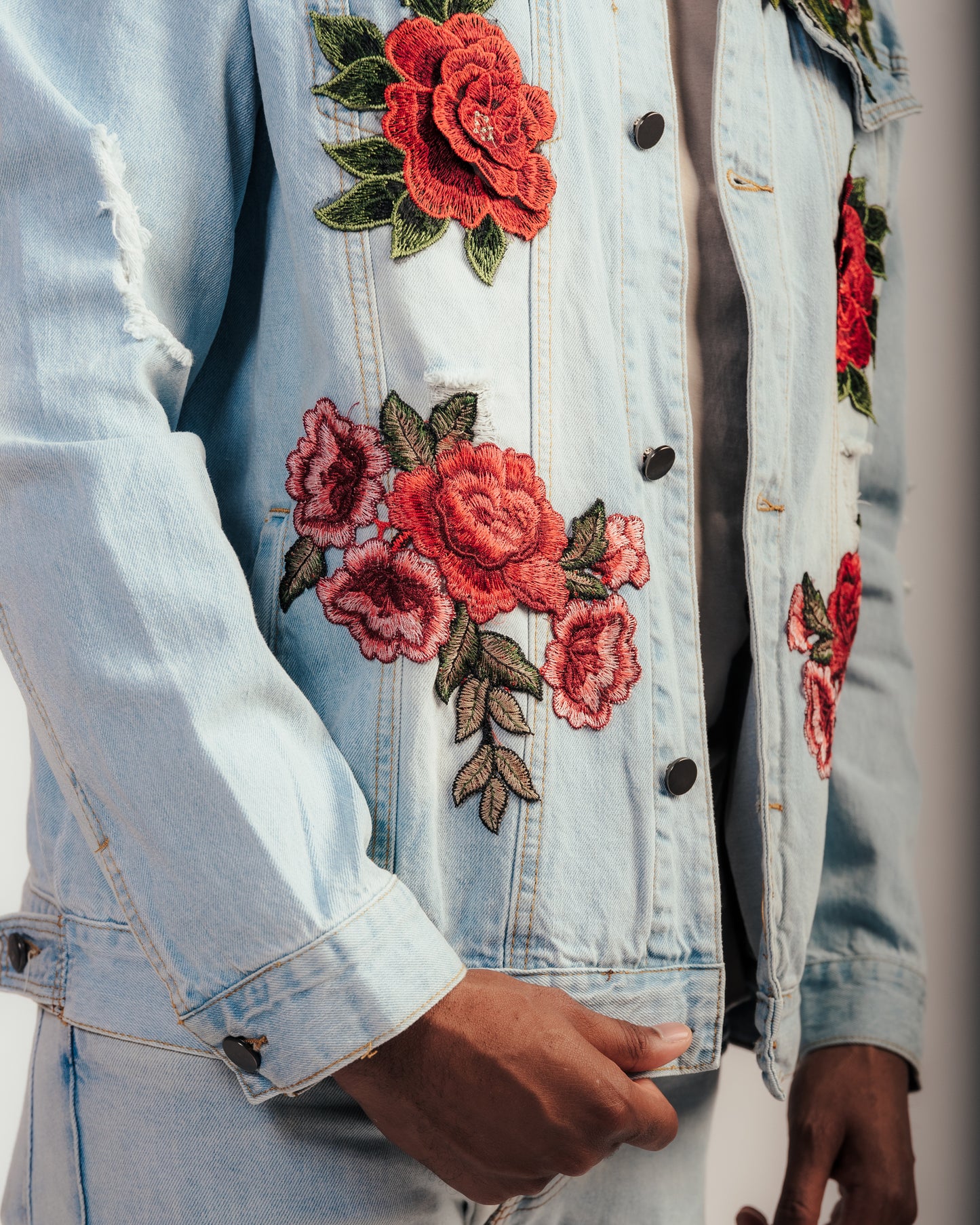 Rose Effect Jean Jacket - Men's