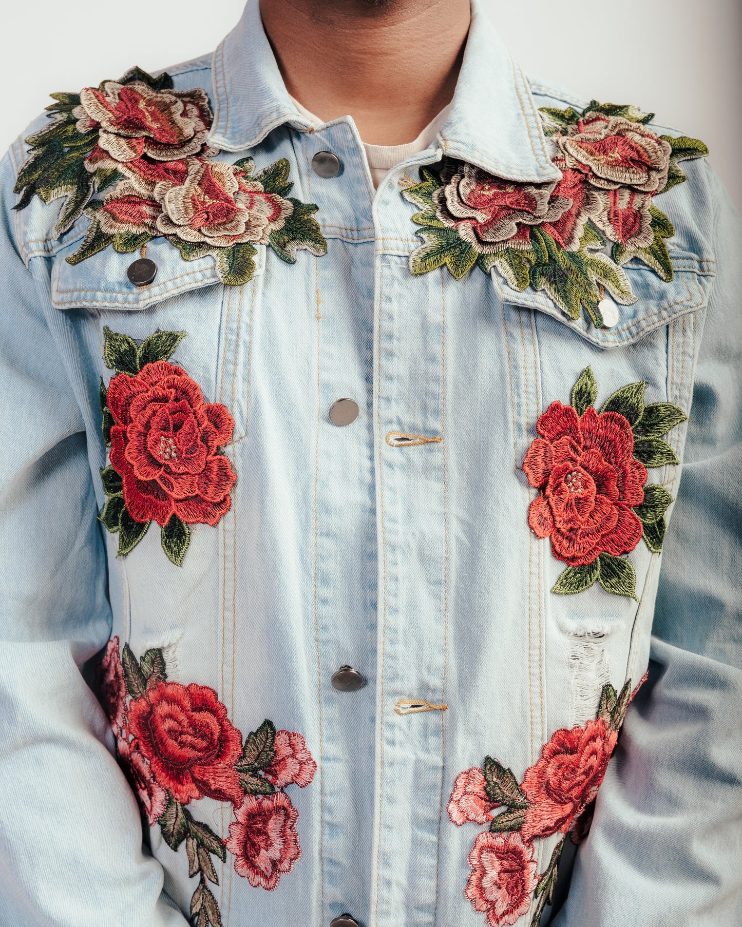 Rose Effect Jean Jacket - Men's